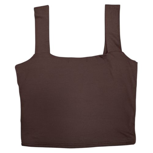 Crop top de tirantes café para mujer