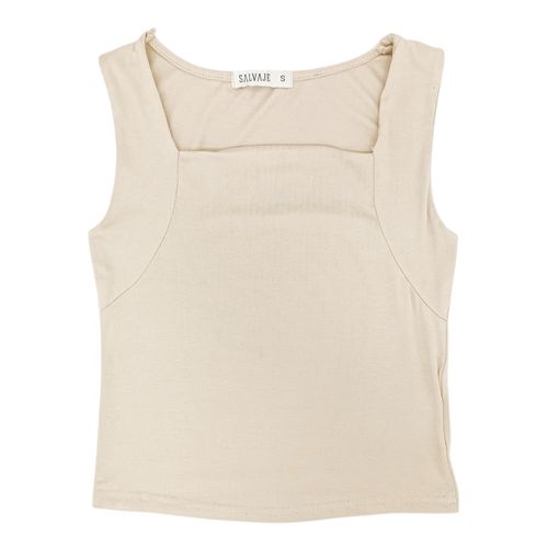 Tank top beige sólido para mujer