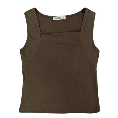 Tank top café sólido para mujer