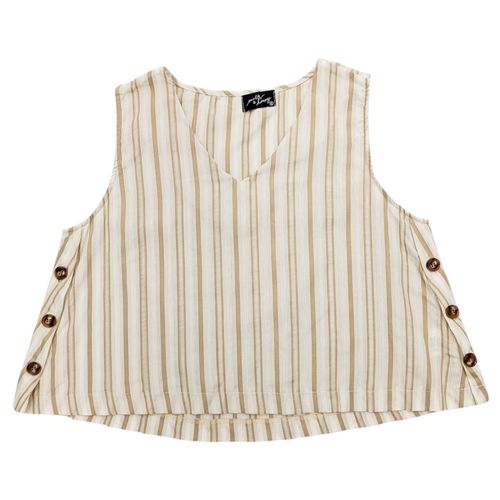 Blusa rayada beige para mujer