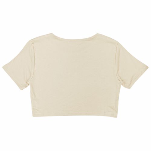 Blusa crop beige sólida para mujer