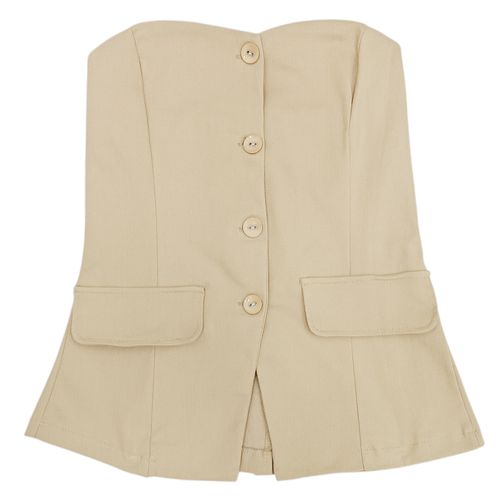 Blusa strapless beige para mujer