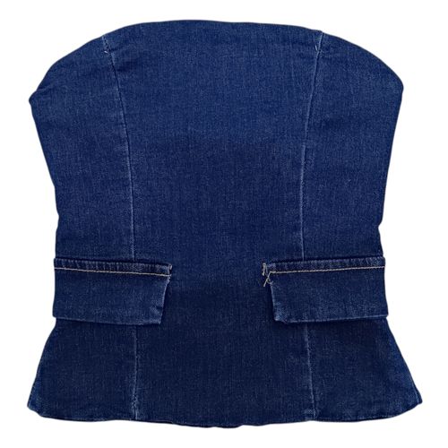Blusa strapless denim para mujer