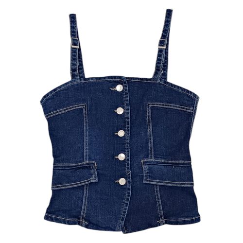 Blusa denim con tirantes para mujer