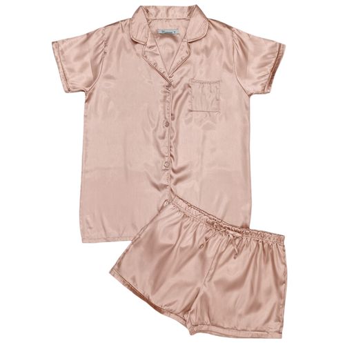 Pijama beige satinada para mujer