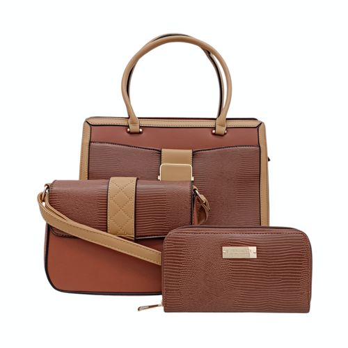 Set de 3 carteras café para mujer