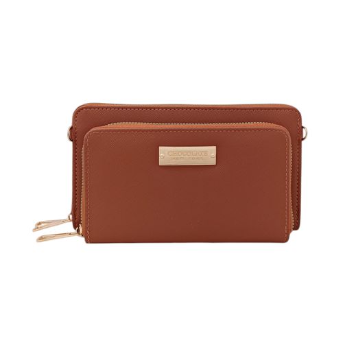 Billetera café zip around para mujer