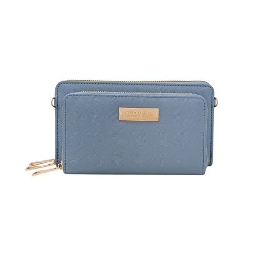 Billetera celeste zip around para mujer