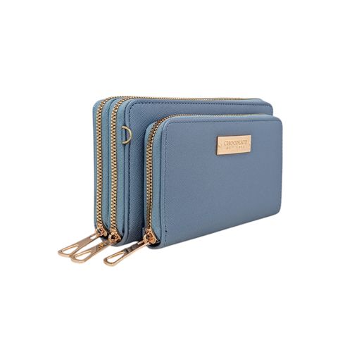 Billetera celeste zip around para mujer