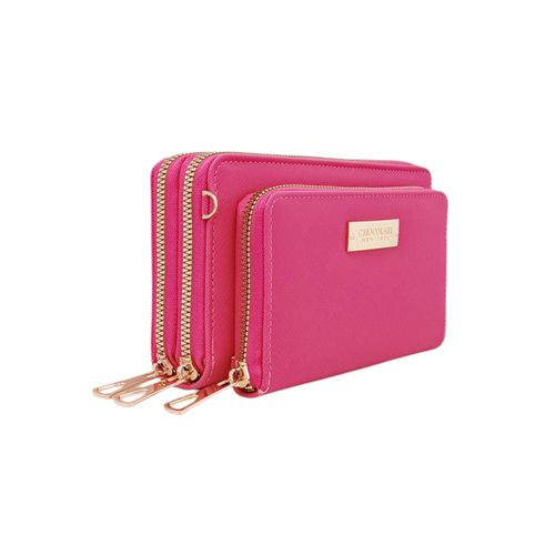 Billetera fucsia zip around para mujer
