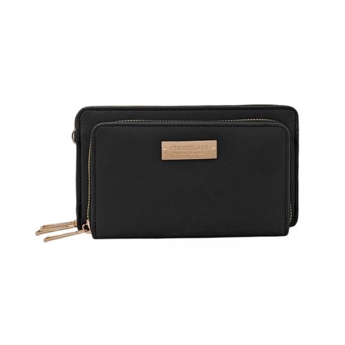 Billetera negro zip around para mujer