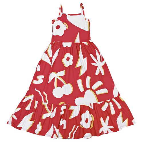Vestido estampado rojo para niña