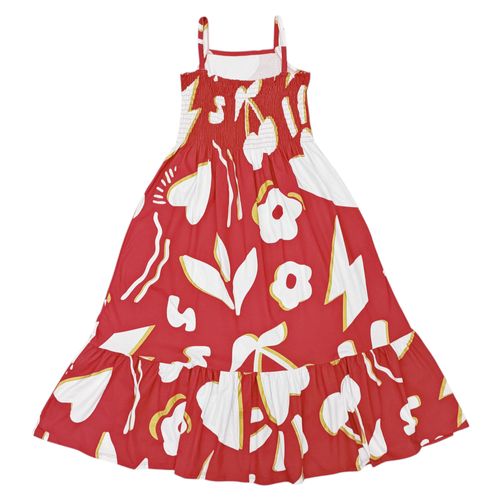 Vestido estampado rojo para niña