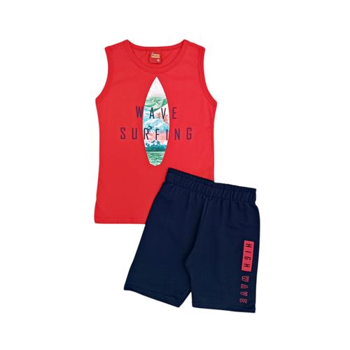 Conjunto rojo estampado para niño