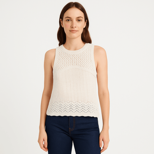 Blusa ivory de crochet para mujer
