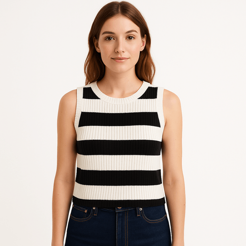 Blusa bicolor rayada para mujer