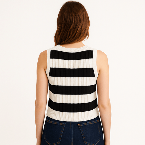 Blusa bicolor rayada para mujer