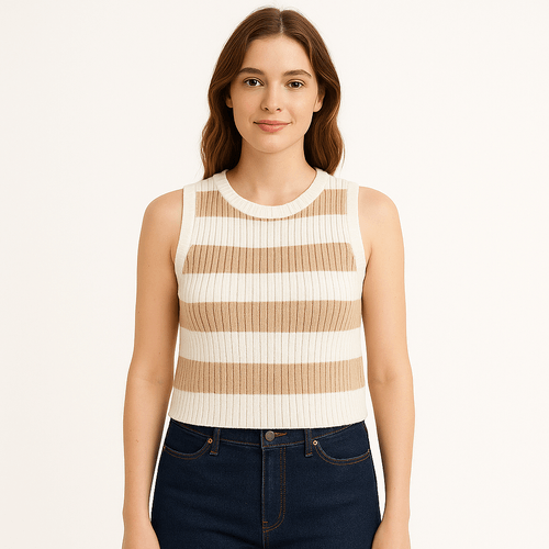Blusa bicolor rayada para mujer
