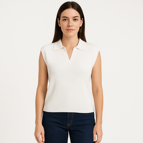 Blusa tipo polo ivory para mujer