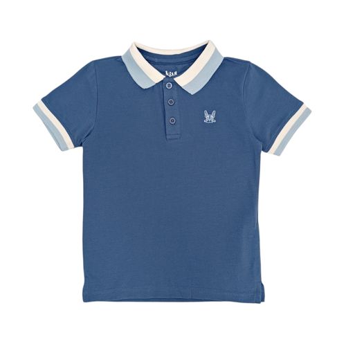 Camisa tipo polo azul para niño
