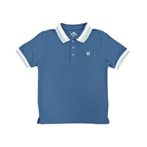 Camisa tipo polo azul para niño