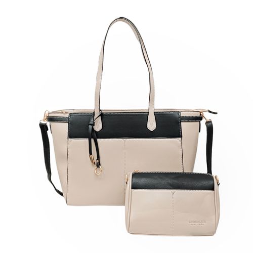 Dúo de carteras beige con textura para mujer
