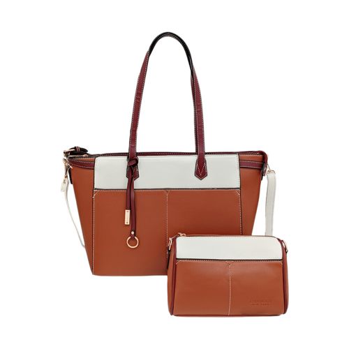 Dúo de carteras café con textura para mujer