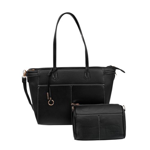 Dúo de carteras negras con textura para mujer