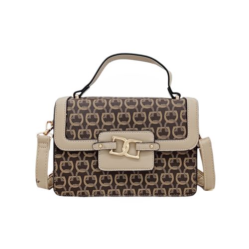Crossbody café estampada para mujer