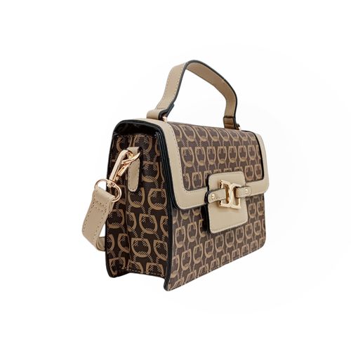 Crossbody café estampada para mujer
