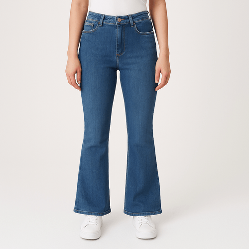 Flare jeans sólido para mujer