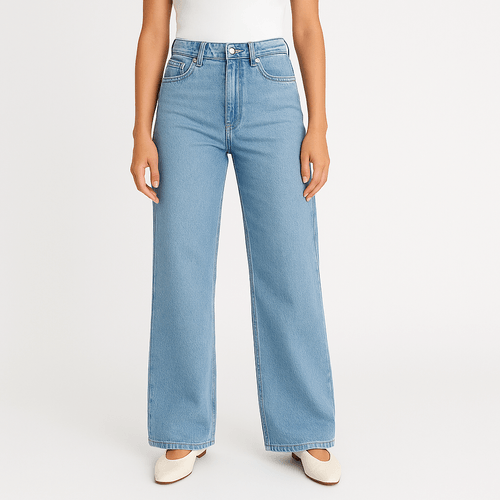 Wide leg jeans azul claro para mujer