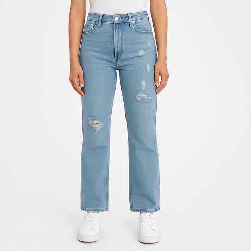 Straight jeans azul para mujer