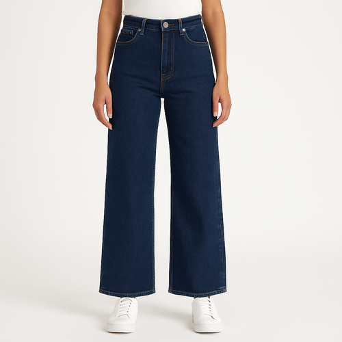 Wide leg jeans sólido para mujer
