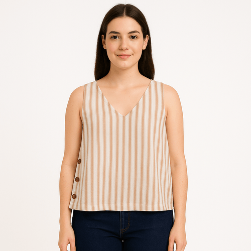 Blusa rayada café para mujer