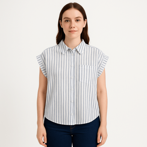 Blusa rayada azul para mujer