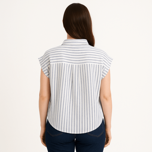 Blusa rayada azul para mujer