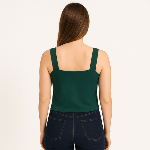 Crop top de tirantes verde para mujer