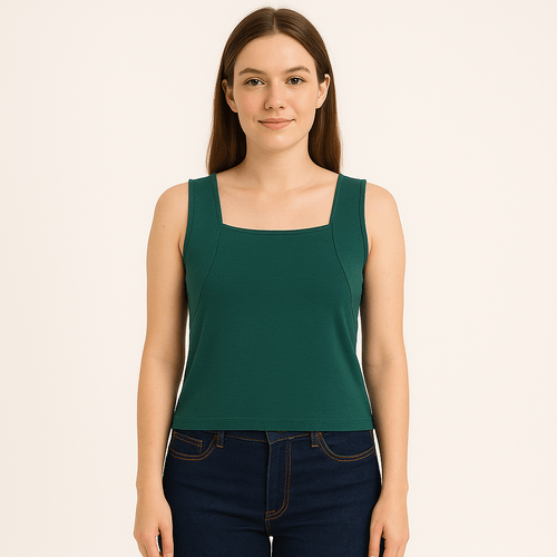 Tank top verde sólido para mujer