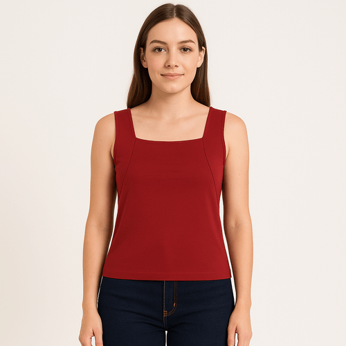 Tank top rojo sólido para mujer