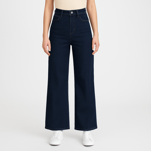 Wide leg jeans azul oscuro para mujer