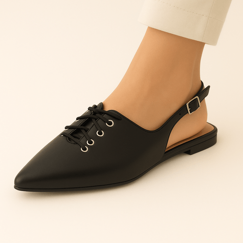 Flats slingback negras para mujer
