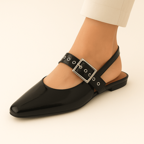 Flats negras slingback para mujer
