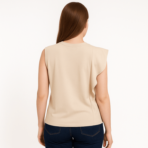 Blusa beige sólida para mujer
