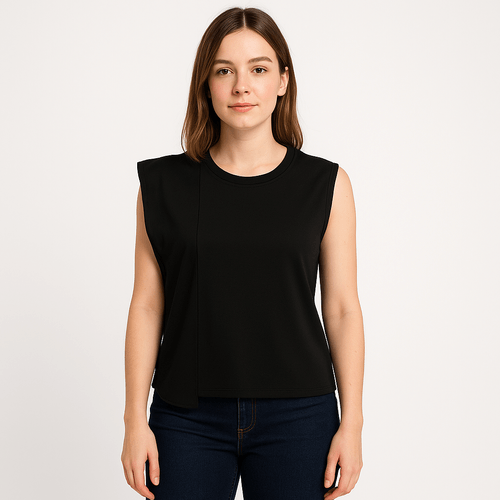 Blusa negra sólida para mujer