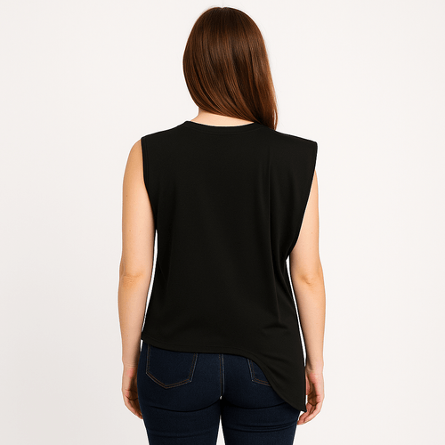 Blusa negra sólida para mujer