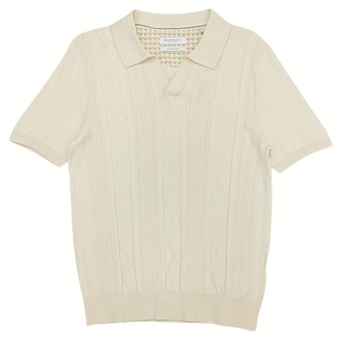 Camisa tipo polo beige para hombre