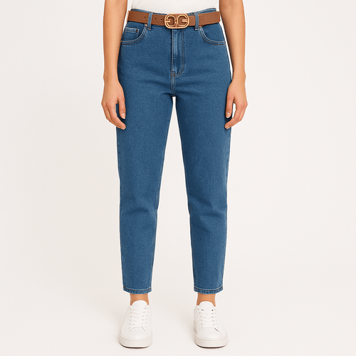 Carrot jeans sólido para mujer