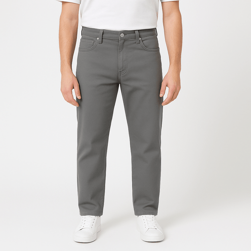 Straight jeans gris sólido para hombre