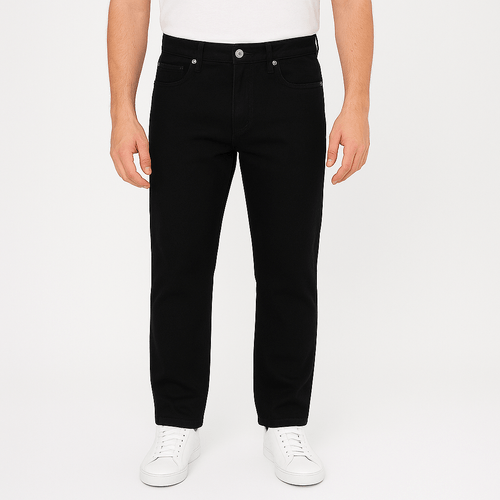 Straight jeans negro sólido para hombre